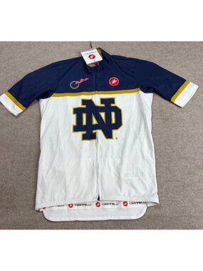 Castelli Cycling Jersey Small White Full Zip Notre Dame Team Kit NEW